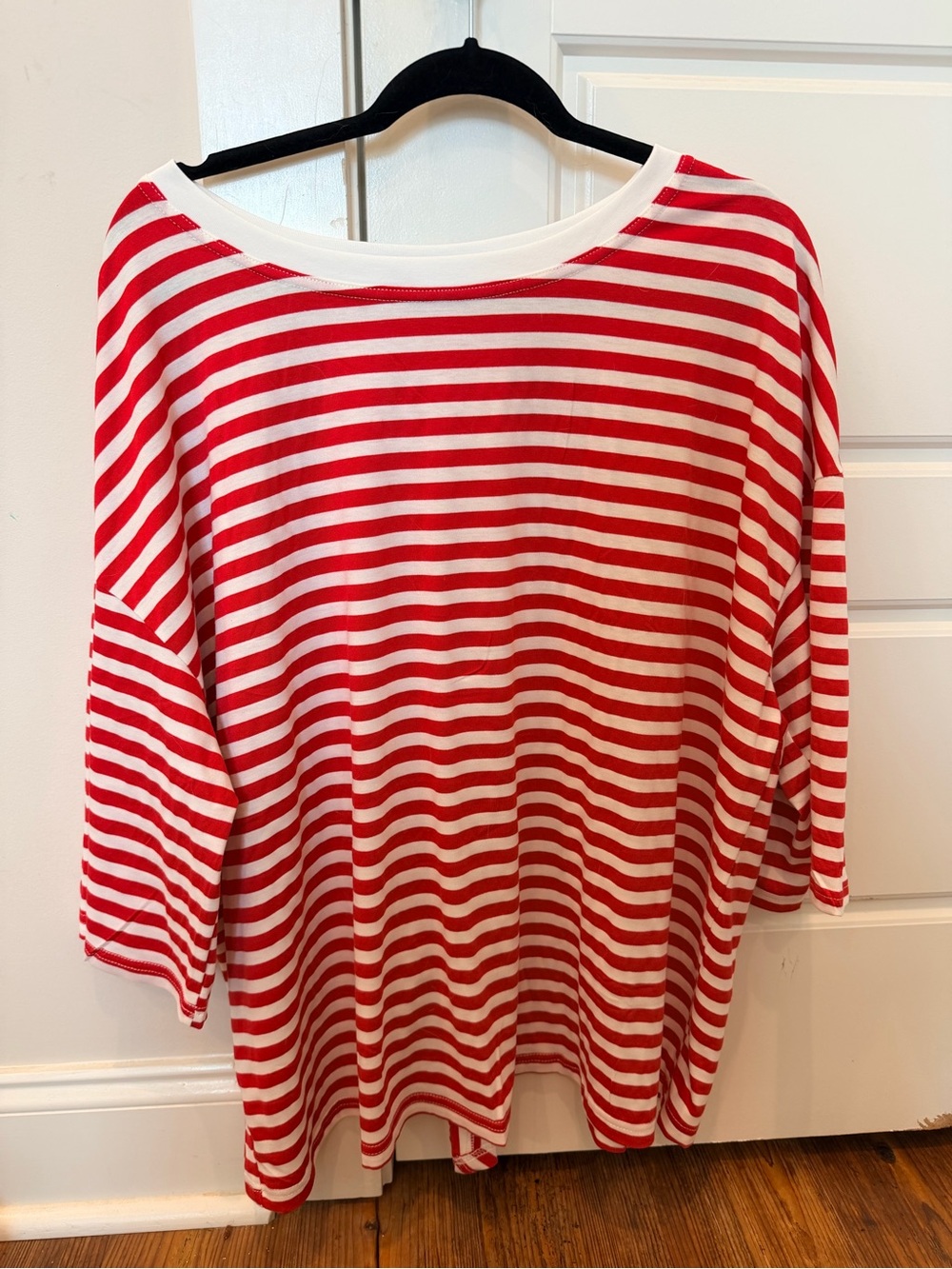 Red & White Striped Boatneck Women’s Top